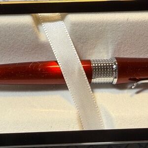 CROSS NEW BEVERLY TRANSLUCENT RED LACQUER BALLPOINT PEN WITH CHROME TRIM NIB